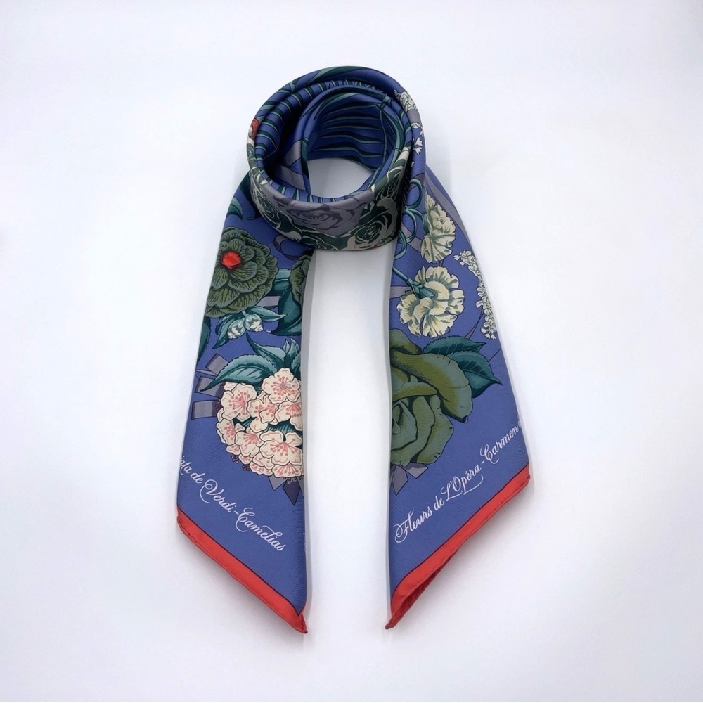 HERMES Vintage Collectors Floral “Fleurs de L’ Opera” Multicolor Silk Scarf - 90 - Picture 5 of 10